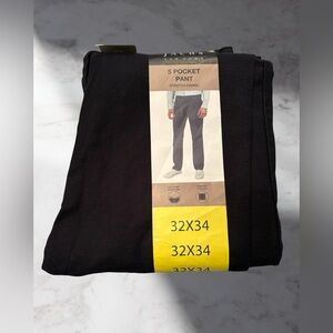 Jachs New York Men's 5-Pocket Stretch Fabric Pant in black, size 32x34.